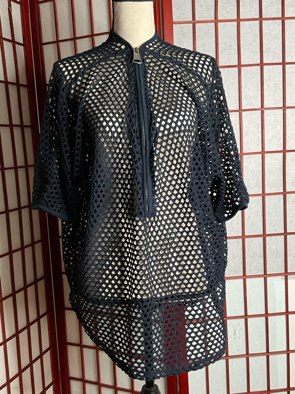 NWT Alfani Swimsuit Coverup, Zip-Up, navy blue, size Large